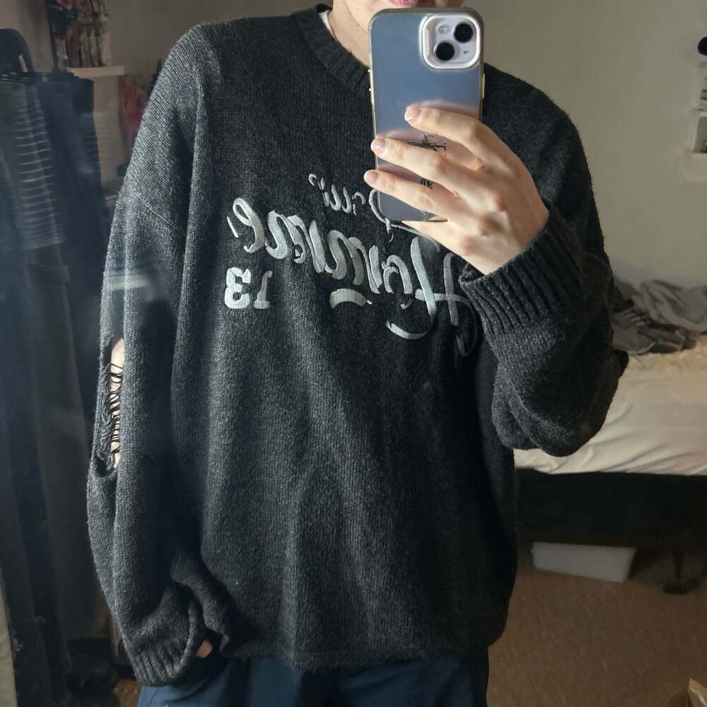boohooMAN Pour Homme 13 Distressed Knitted Sweater Size M